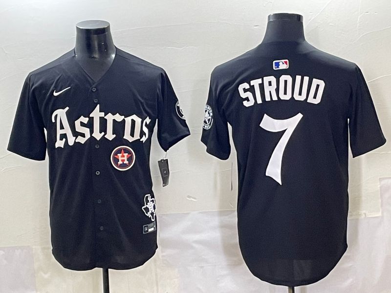 Men 2025 Houston Astros 7 Stroud Black Five generations Joint Name Nike MLB Jersey style 12
